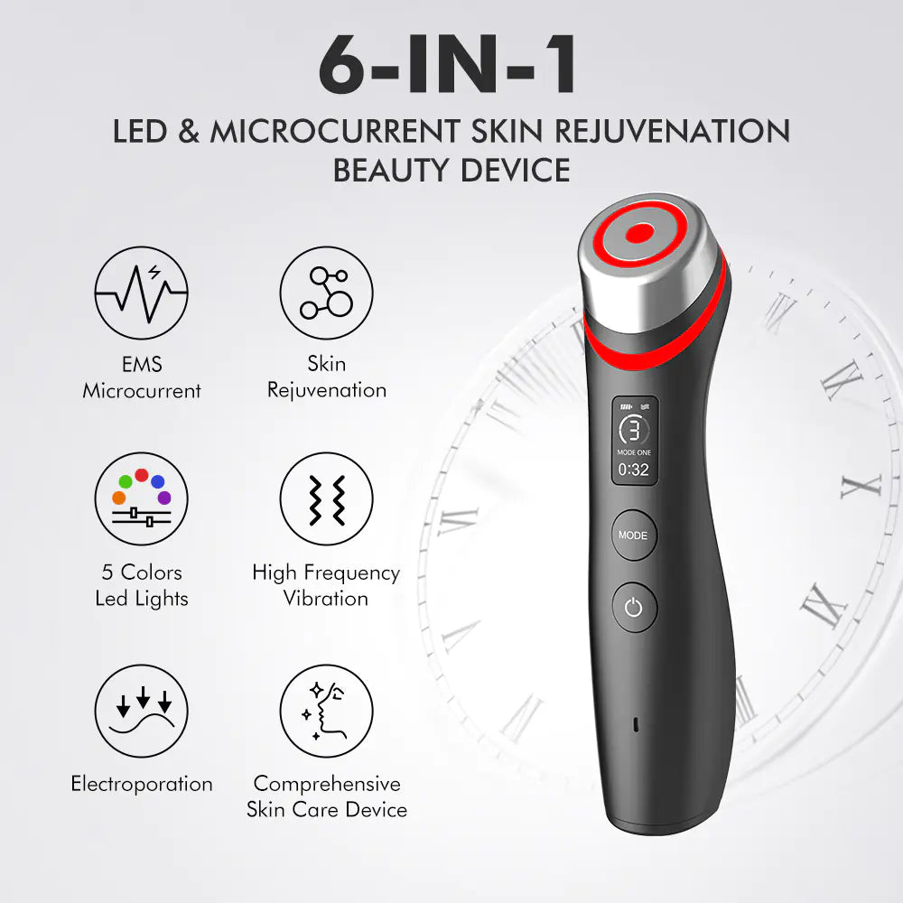 GlowMuse™ Age-Renew Pro | 6-in-1 Rejuvenation & Glow Device | Real Glass Skin Technology | Advanced Anti-Aging Care